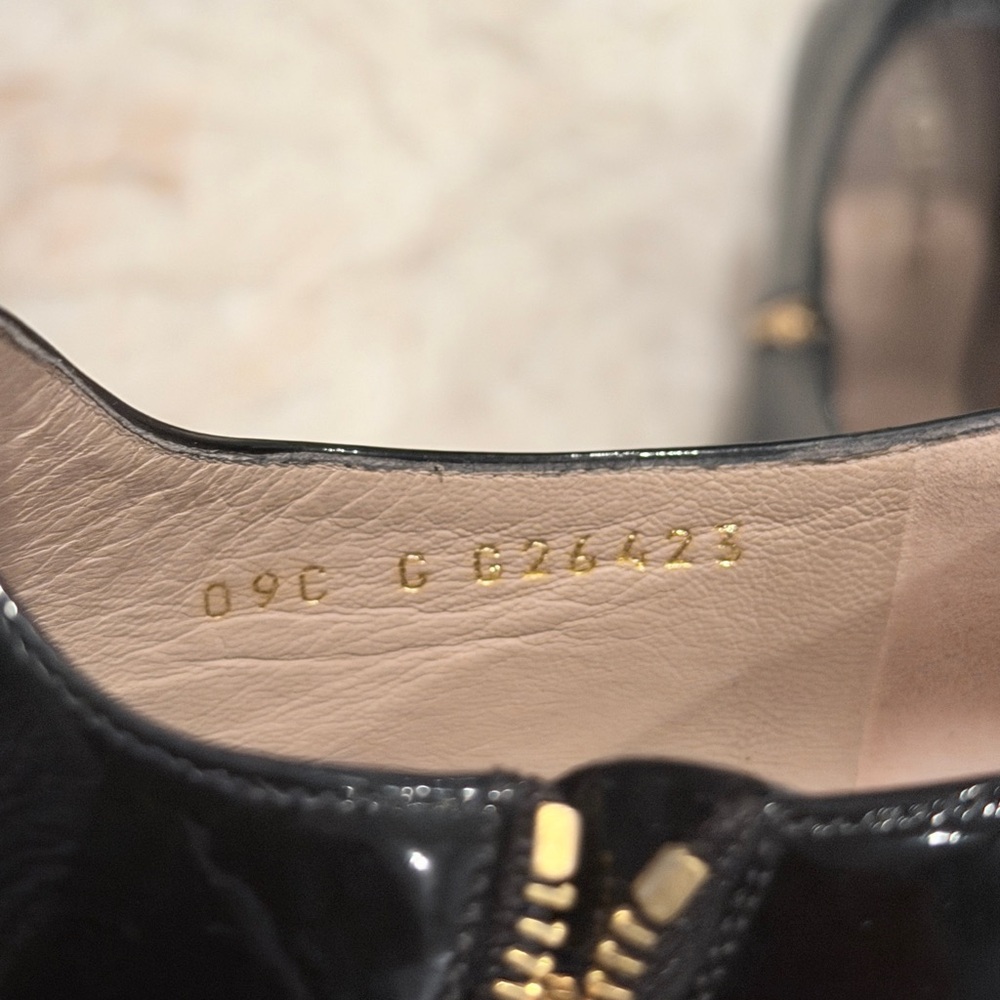 CHANEL Black Patent Leather Peep-Toe Ankle Boots Size 38 - Picture 8 of 9